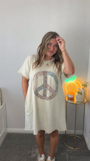 Patchwork Peace T-Shirt Dress